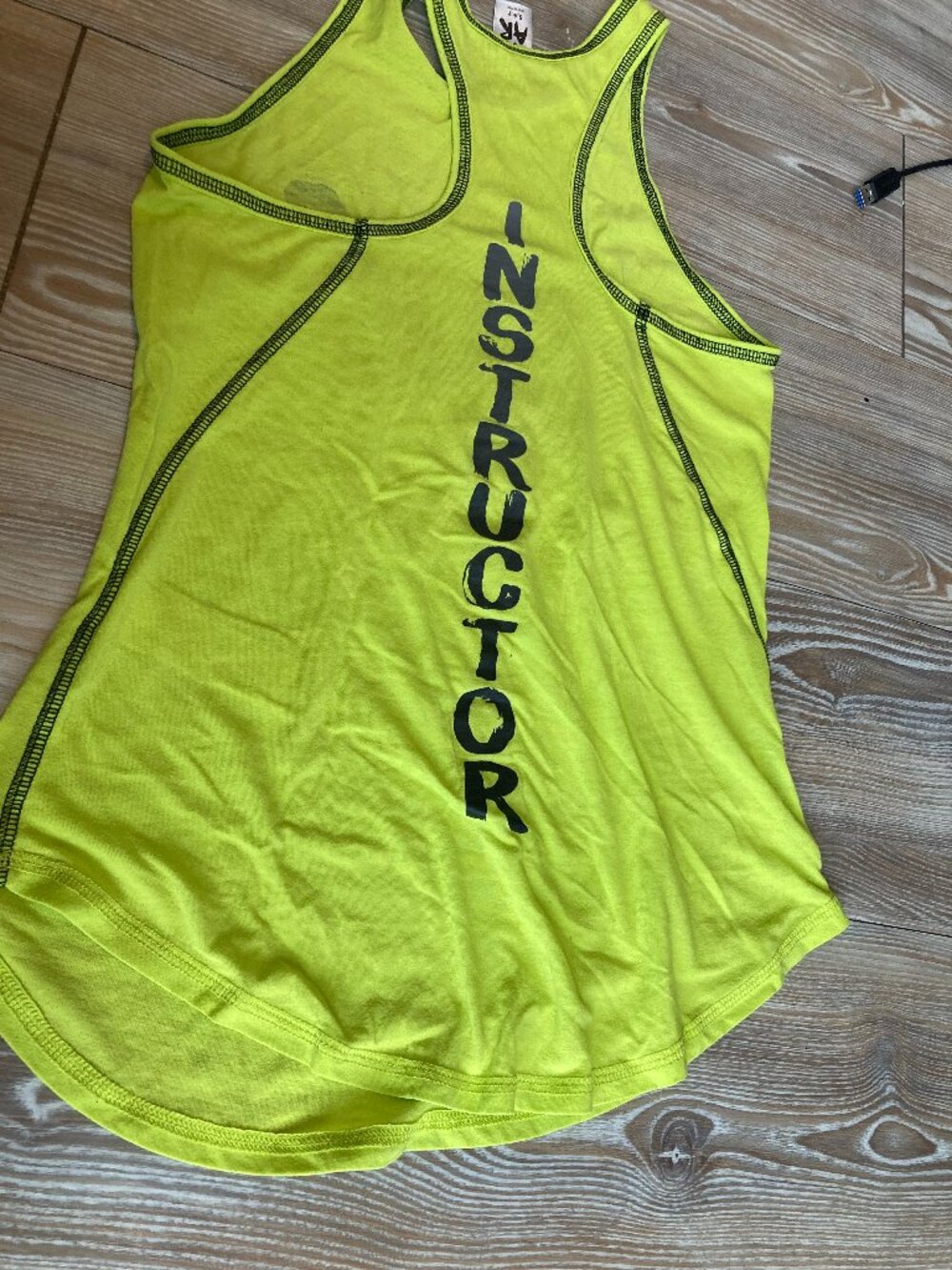 Zumba Instructor Tank Top Lime Green with Black Letters Fitted Size Small - Picture 2 of 3